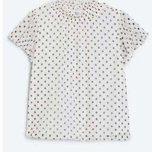 Mockneck stretch polka dot sleeve